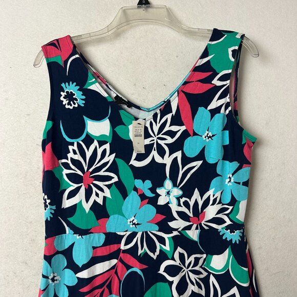Talbots Dress sz M maxi Blue Jersey Knit Sleeveless Floral Botanical NEW - Picture 2 of 6